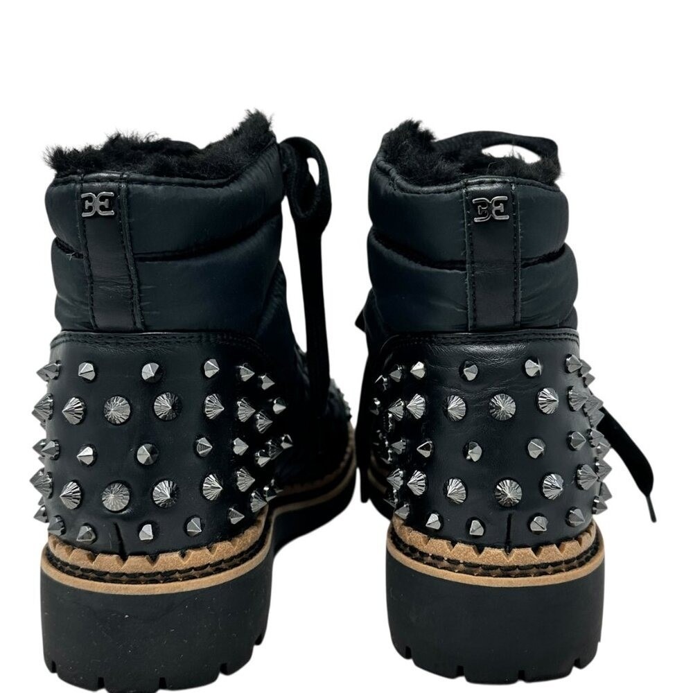Sam Edelman Bren Quilted Black Studded Combat‎ Boots- Women's Size 8 - Picture 4 of 7